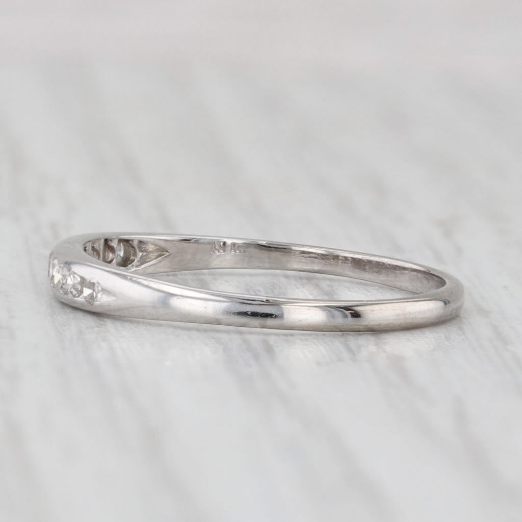 Light Gray Vintage 0.12ctw Diamond Wedding Band Ruthendium Palladium Ring Size 7 Stackable