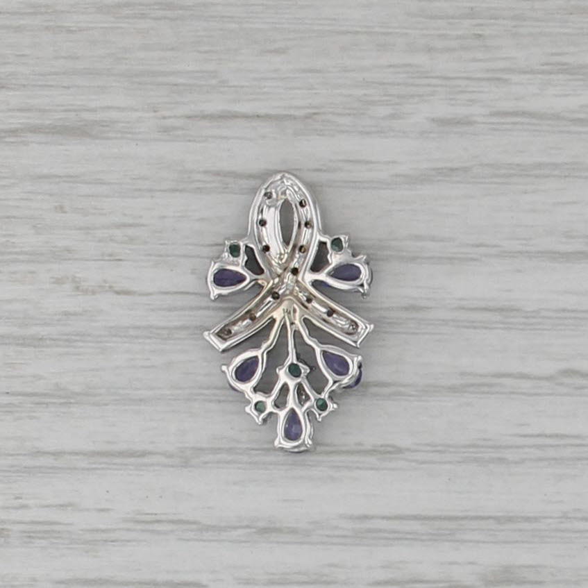 1.10ctw Tanzanite Topaz Diamond Pendant 14k White Gold