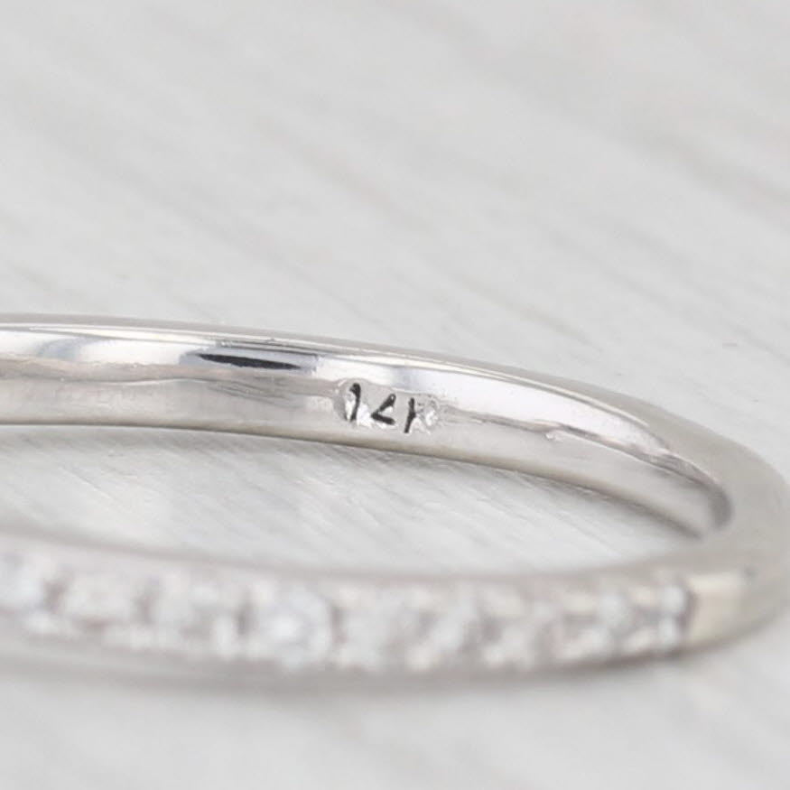 Light Gray 0.30ctw Diamond Wedding Band Guard 14k White Gold Sz 4.75 Stackable Anniversary