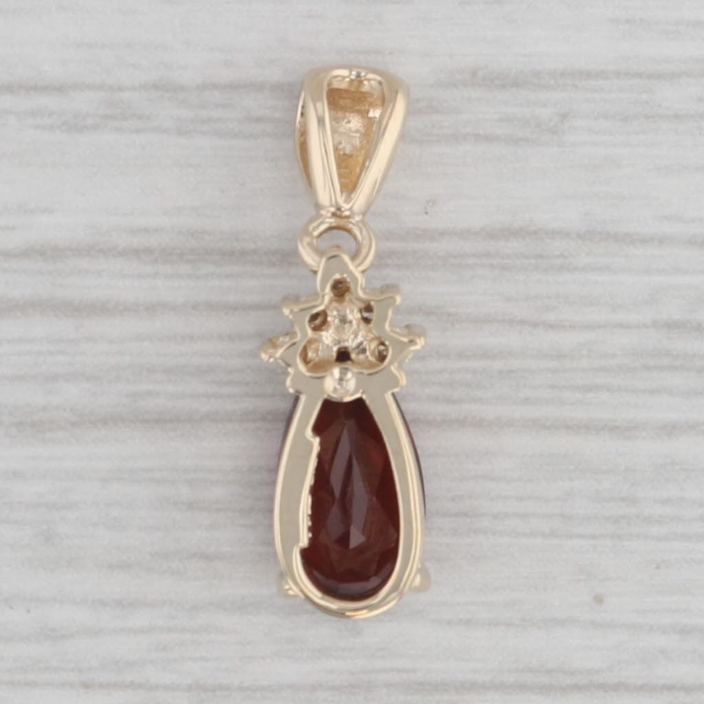 Gray 1.34ctw Garnet Teardrop Diamond Ring 14k Yellow Gold January Birthstone