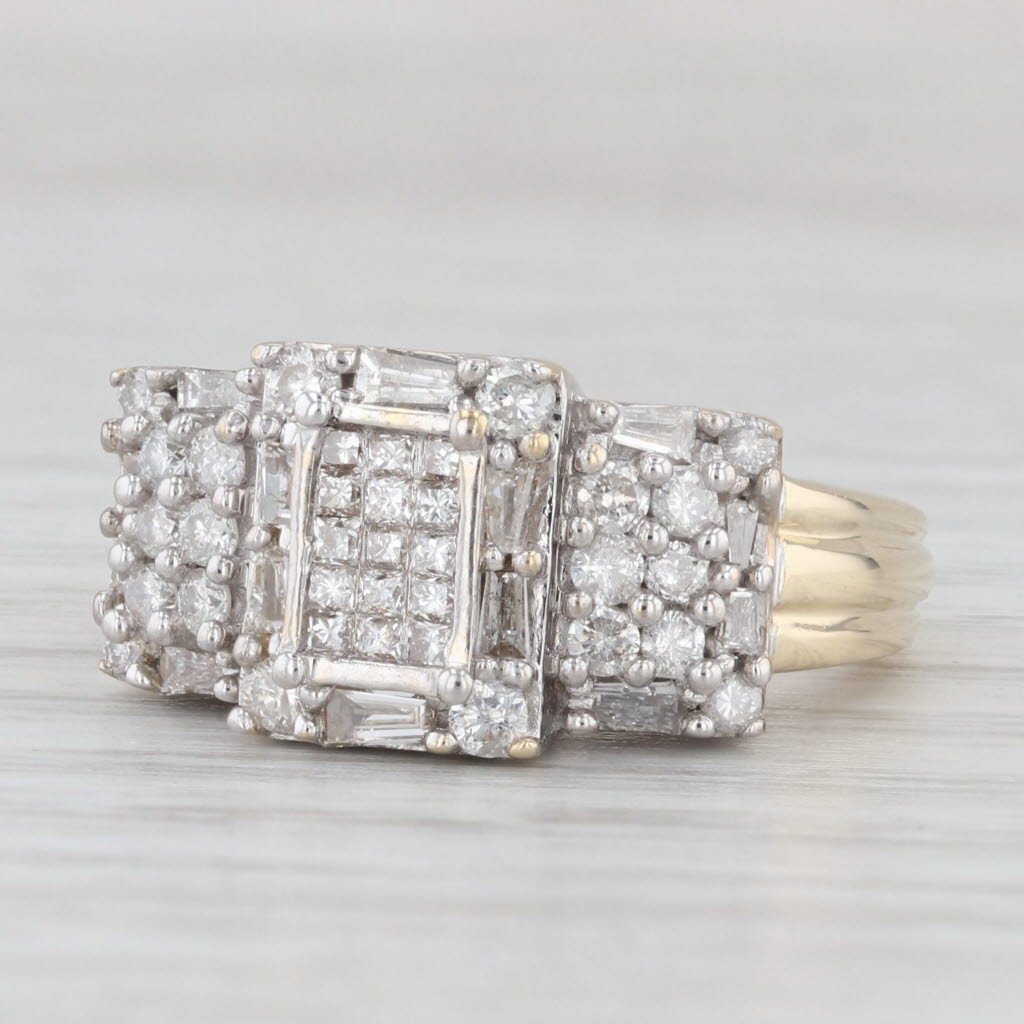 Light Gray 1.03ctw Diamond Clusters Ring 14k Gold Size 6 Heart Bridge