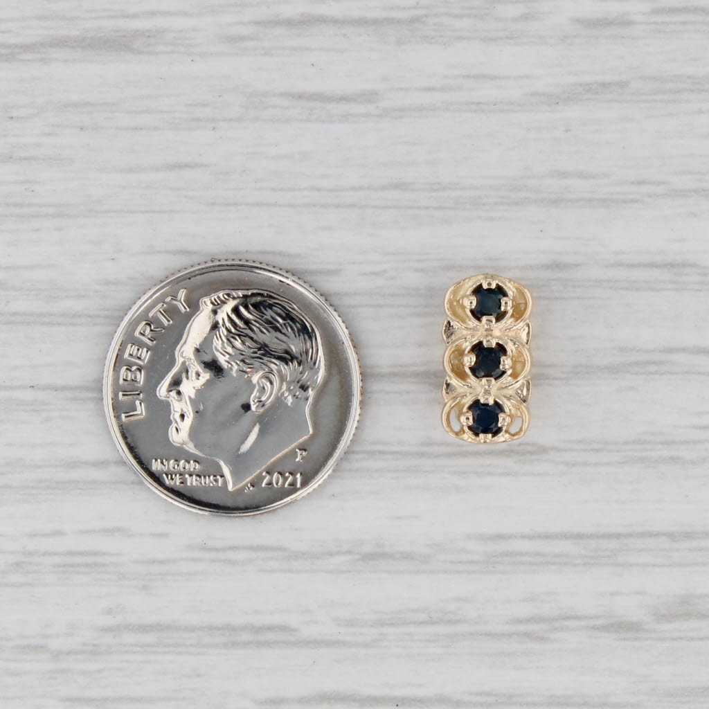 Gray 0.25ctw Blue Sapphire Slide Bracelet Charm Spacer 14k Gold Richard Glatter
