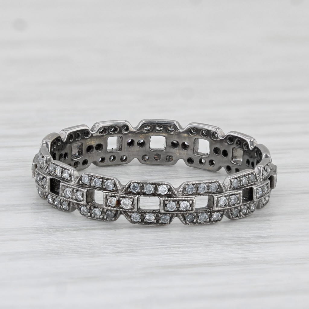 Light Gray New Beverley K 0.25ctw Diamond Stackable Ring 18k White Gold Sz 6.5 Wedding Band
