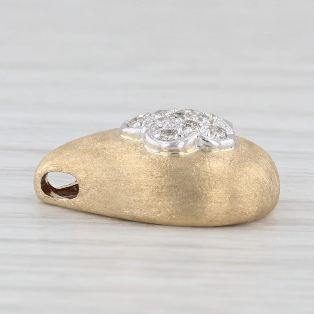 Light Gray Diamond Flower Teardrop Pendant 18k White Yellow Gold Small Floating Drop