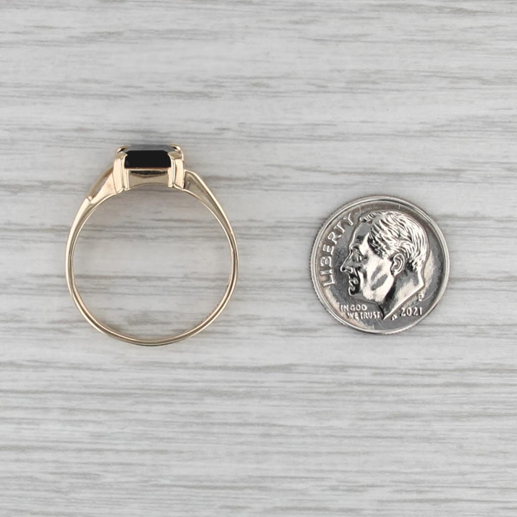Vintage Men's Onyx Diamond Signet Ring 10k Yellow Gold Size 10.25