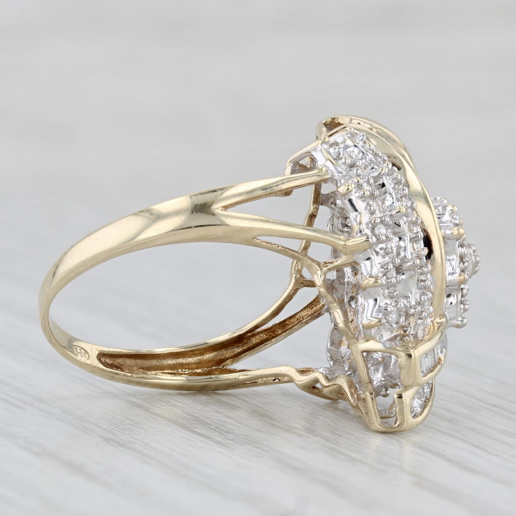 Light Gray 0.15ctw Diamond Cluster Swirl Ring 10k Yellow Gold Size 8.25