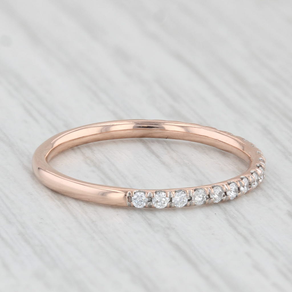 Light Gray 0.20ctw Diamond Wedding Band 14k Rose Gold Stackable Ring Size 6.75