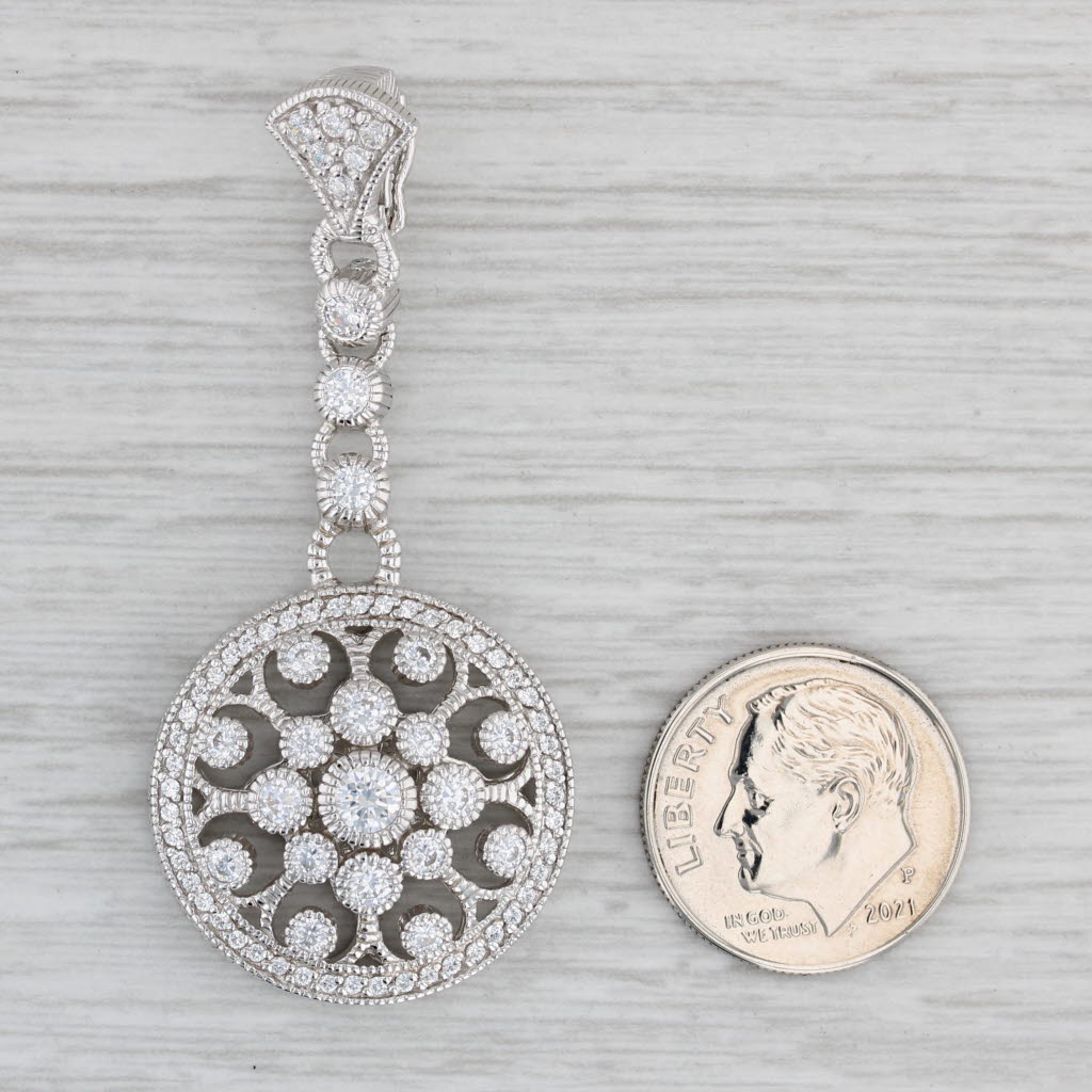 Gray 0.80ctw Cubic Zirconia Drop Pendant Sterling Silver Enhancer Clip Bail