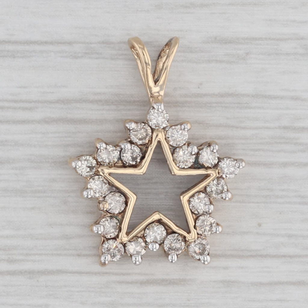 Gray 0.60ctw Diamond Framed Star Pendant 10k Yellow Gold