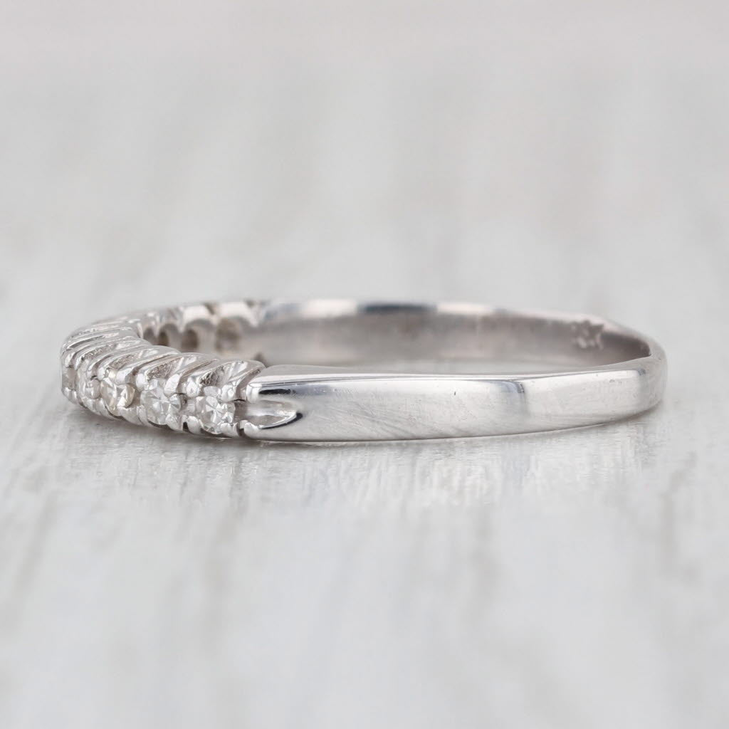 0.15ctw Diamond Stackable Ring 18k White Gold Wedding Band Size 7