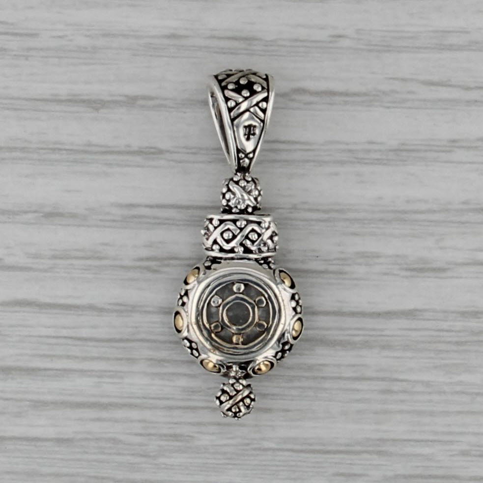 John Hardy 4.23ctw White Topaz Diamond Sterling Silver 18k Gold Drop