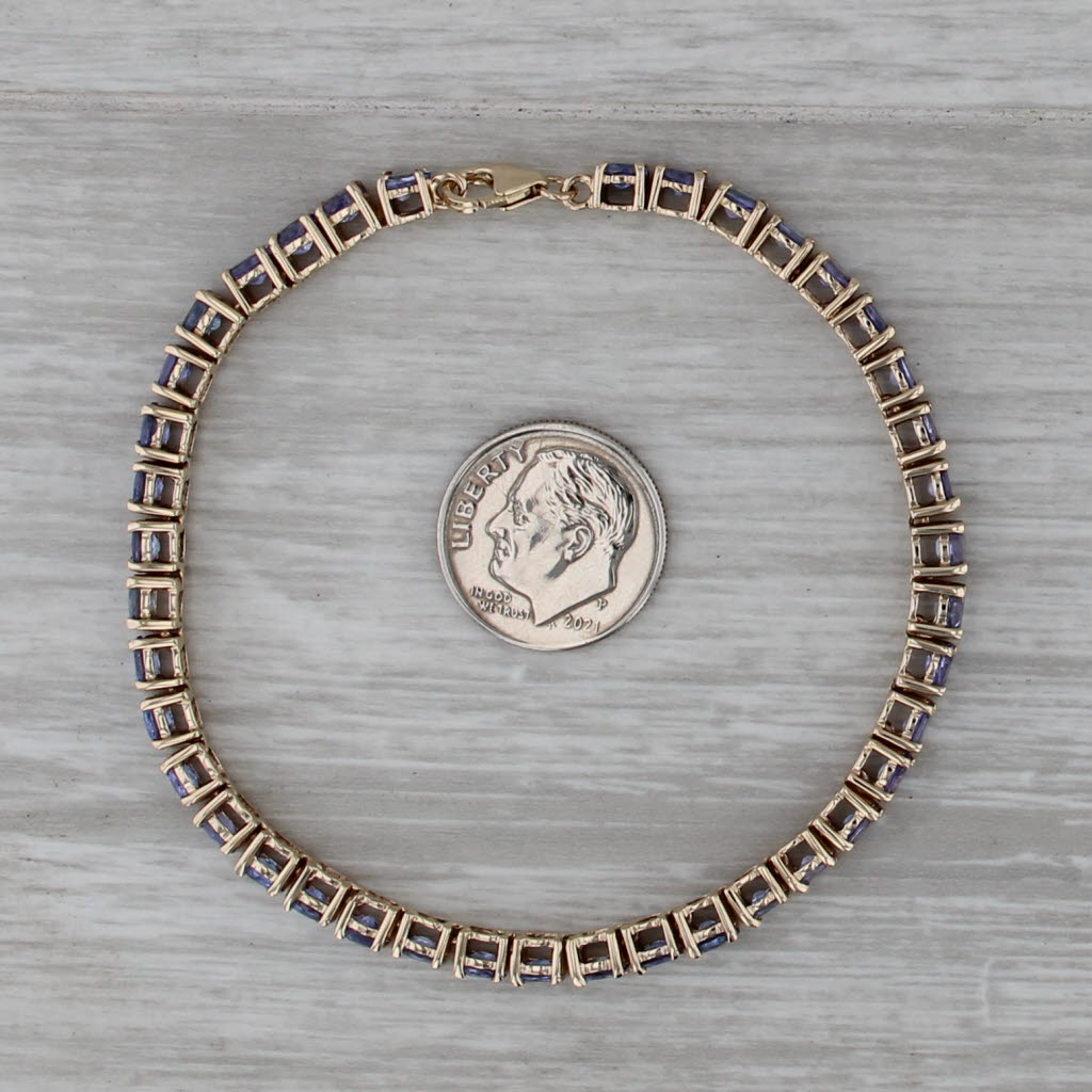 7.95ctw Tanzanite Tennis Bracelet 10k Yellow Gold 7.25" 3.8mm COA Tomas Rae