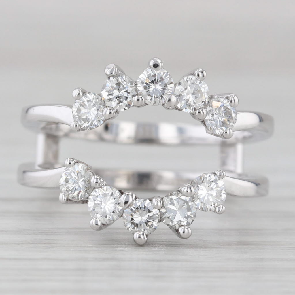 Gray 1ctw Diamond Ring Jacket Guard Bridal 14k White Gold Size 7.25