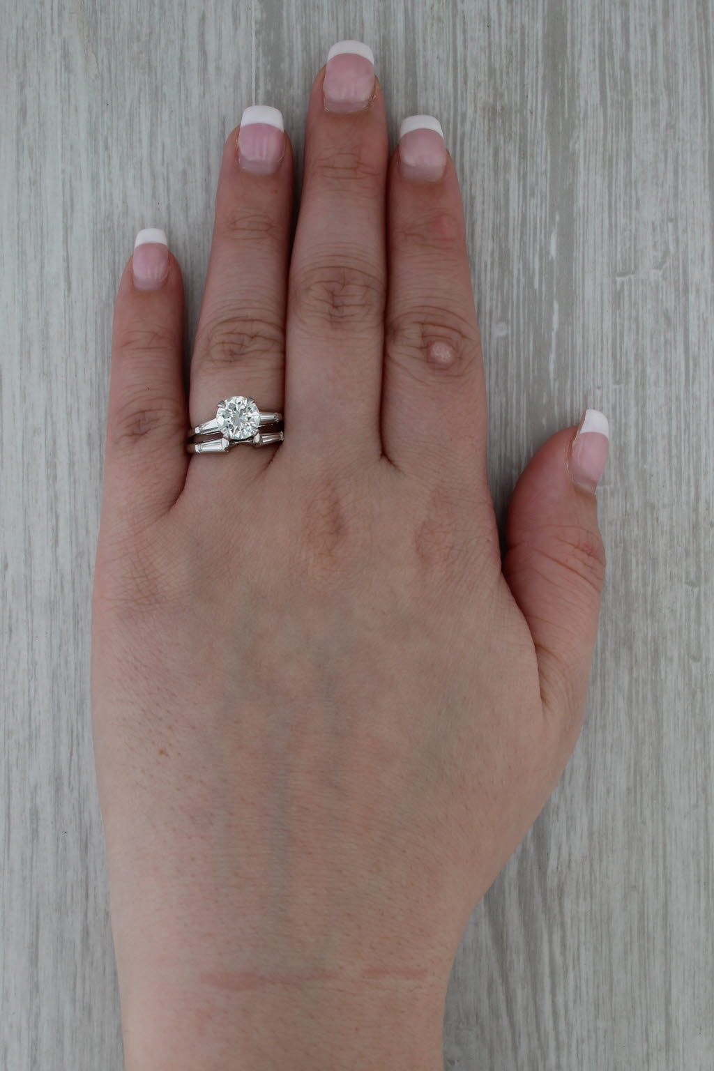 2.30ctw Diamond Engagement Ring Wedding Band Guard Bridal Set Platinum Size 7