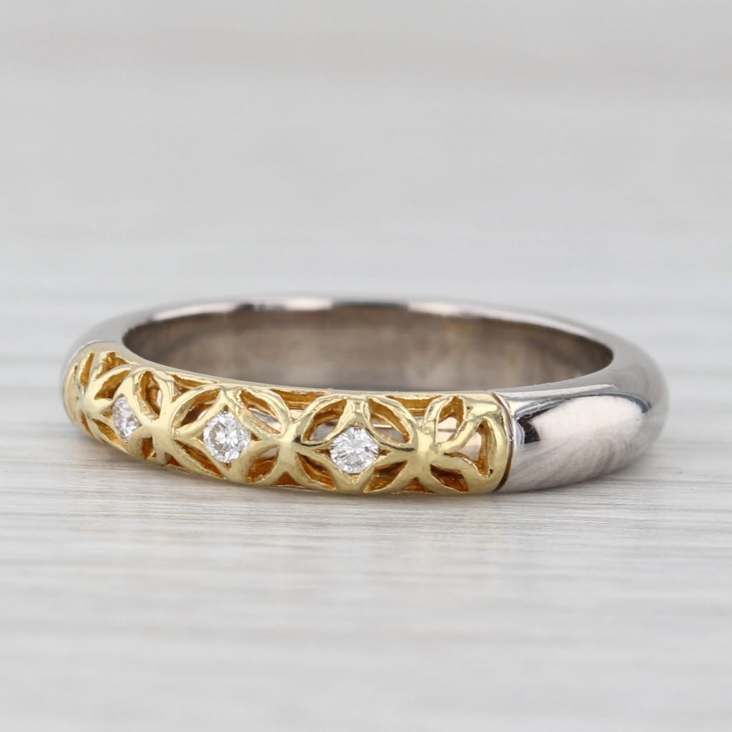 Light Gray Alishan Diamond Ring 18k Yellow White Gold Size 6.25 Stackable Band Wedding