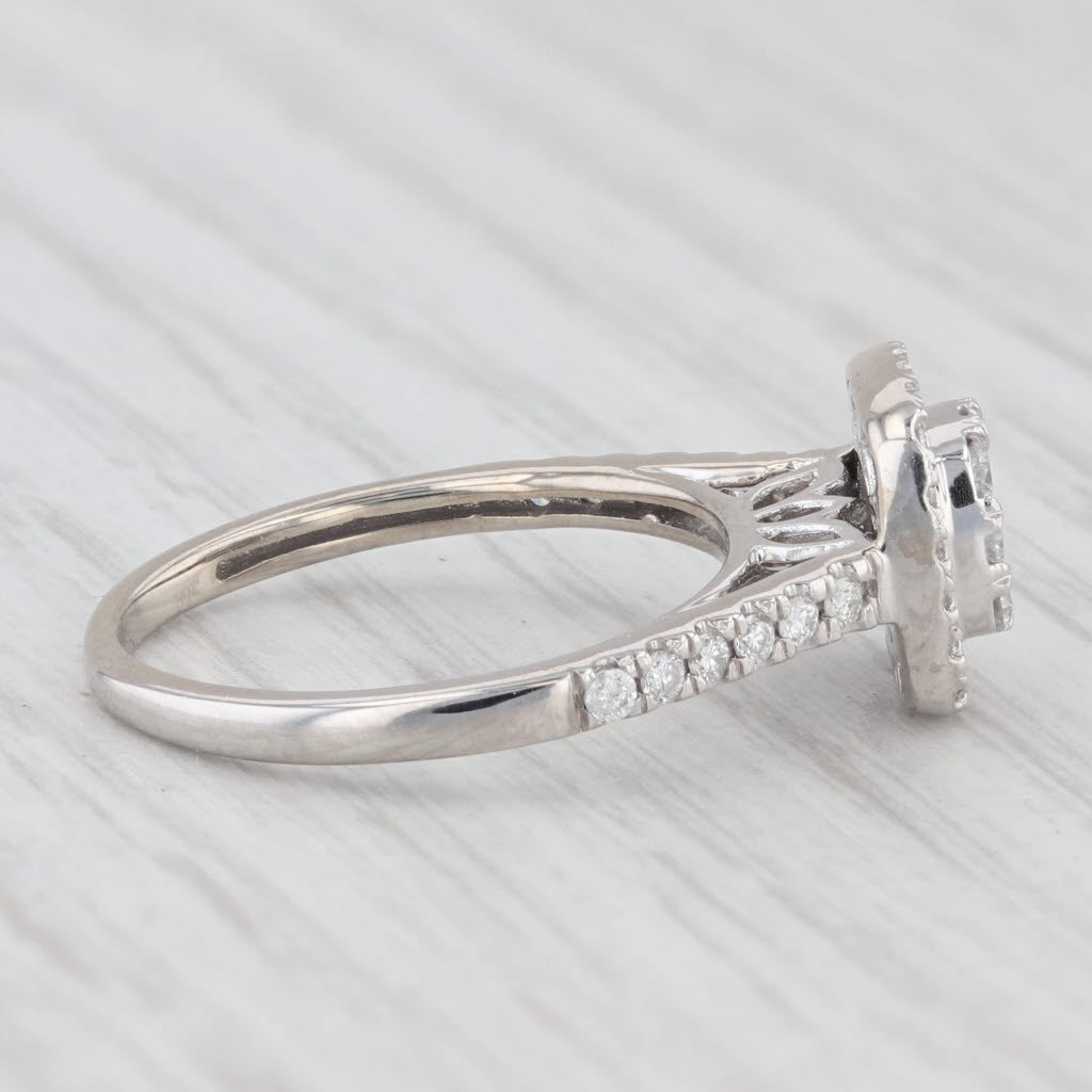 Light Gray 0.50ctw Diamond Cluster Halo Engagement Ring 10k White Gold Size 5.5