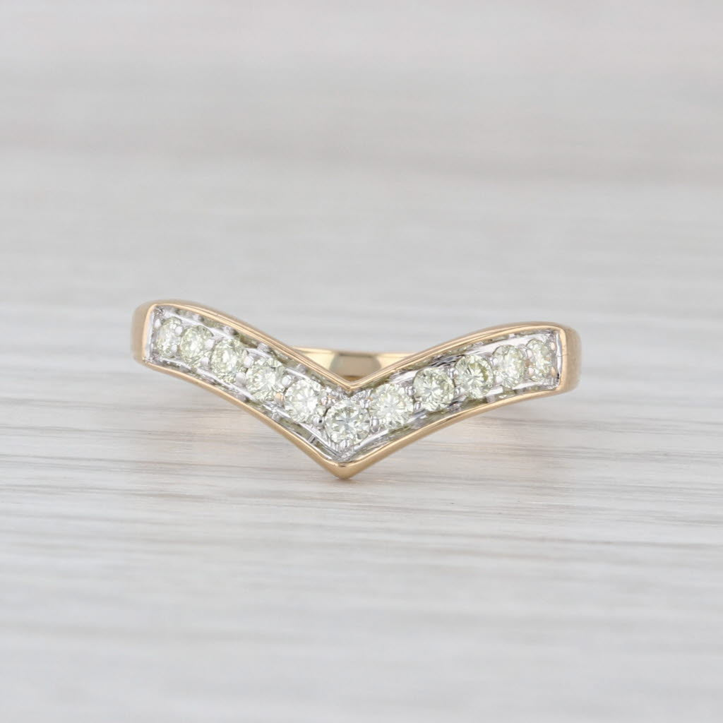0.28ctw Diamond Contoured Wedding Band Guard Stackable Ring 18k Yellow Gold Sz 7