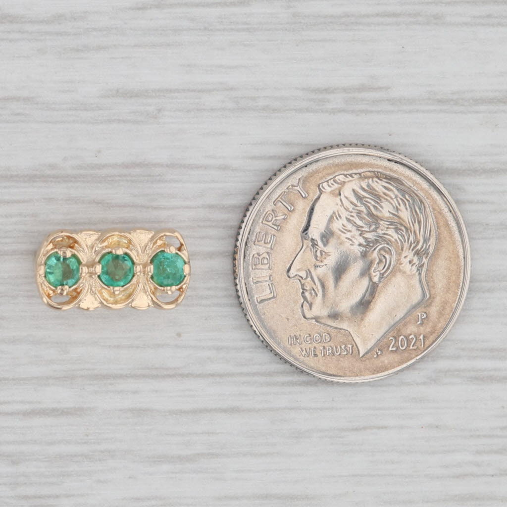 Gray Richard Glatter 0.15ctw Emerald Slide Bracelet Charm 14k Yellow Gold Vintage