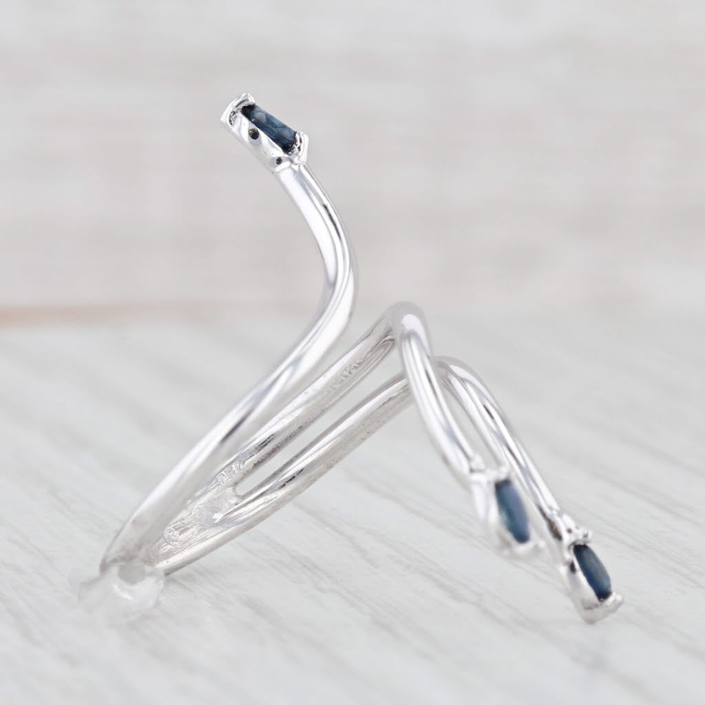 Light Gray 0.25ctw Marquise Sapphire Bypass Spray Ring 18k White Gold Size 7