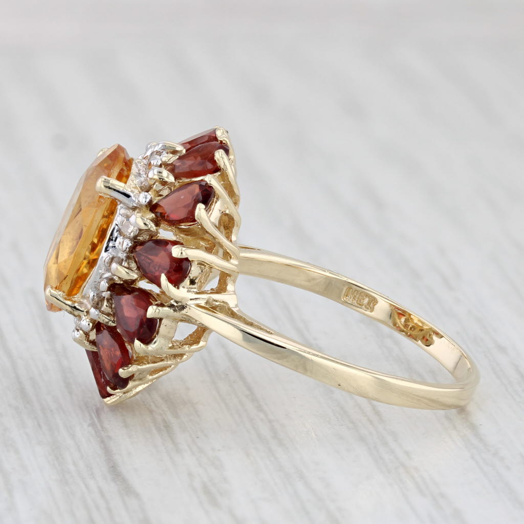 Light Gray 7.46ctw Oval Citrine Garnet Halo Cocktail Ring 10k Yellow Gold Size 9.25