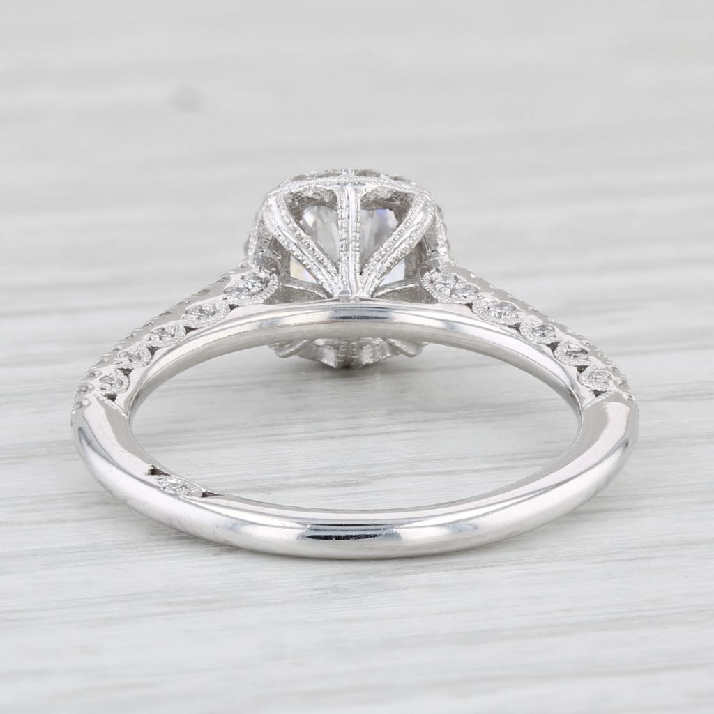 Light Gray New Tacori Semi Mount Diamond Halo Engagement Ring 18k White Gold Certificate