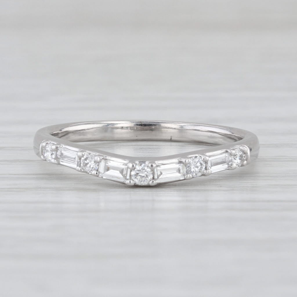 0.32ctw Diamond Wedding Band 14k White Gold Size 7.5 Stackable Anniversary Ring