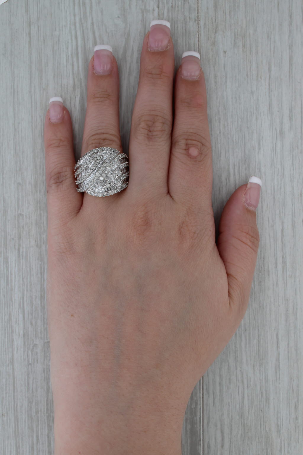 4.20ctw Diamond Cocktail Ring 14k Yellow White Gold Size 8 Overlay Bypass Design