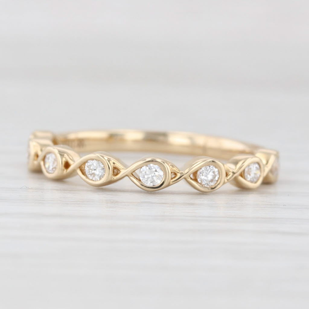 Light Gray New 0.21ctw Diamond Wedding Band 14k Yellow Gold Stackable Anniversary Ring 6.5