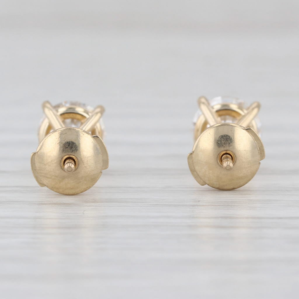 New 1.71ctw Diamond Stud Earrings 14k Yellow Gold GIA Round Solitaire Studs