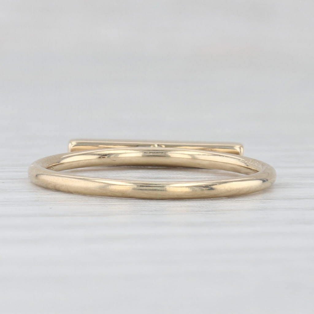 Diamond Accented Bar Ring 14k Yellow Gold Stackable Size 5.25