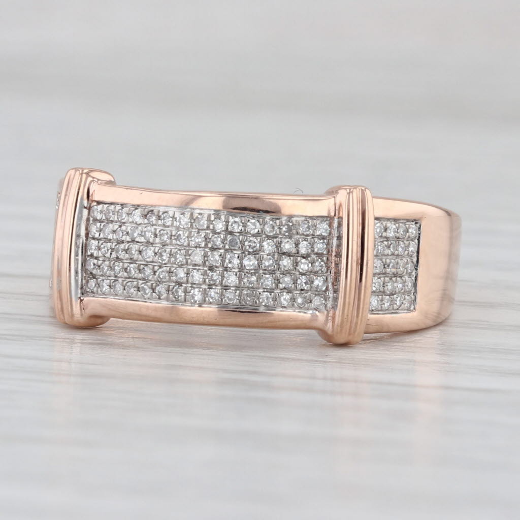 0.25ctw Oval Diamond Men's Ring 10k Rose Gold Size 12 Wedding Band