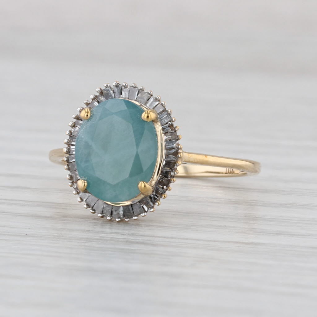 2.68ctw Oval Pectolite Diamond Halo Ring 10k Yellow Gold Size 8.25