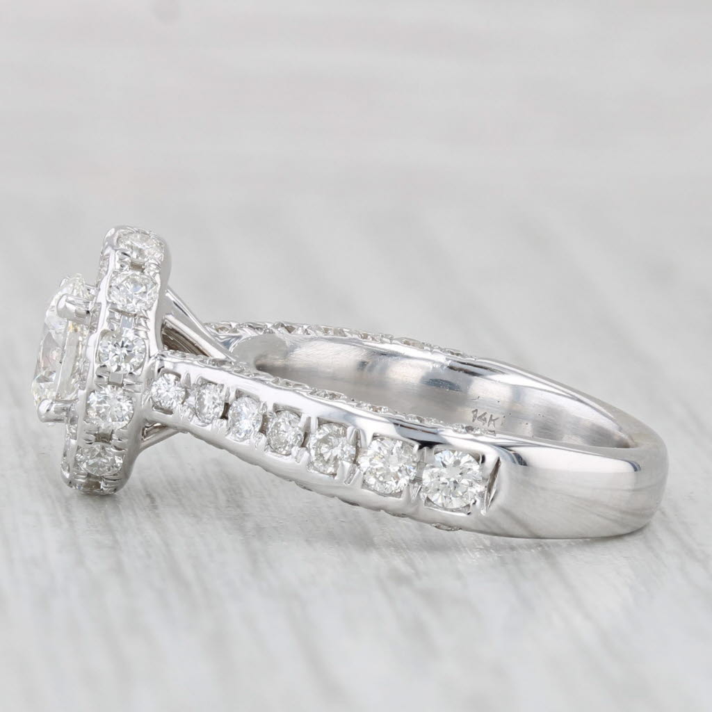 Light Gray 1.50ctw Oval Diamond Halo Engagement Ring 14k White Gold Size 4.5