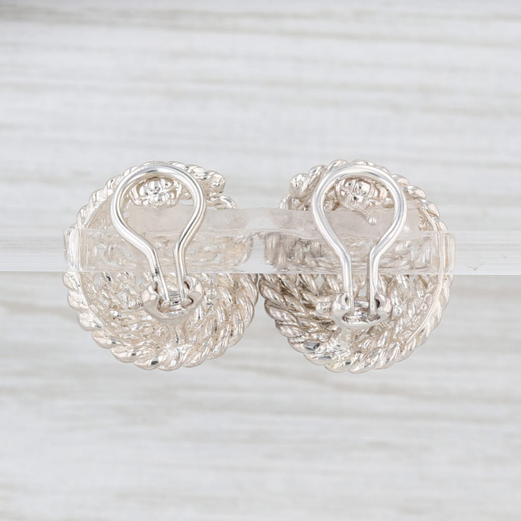 Rope Swirl Button Stud Earrings Sterling Silver Omega Backs