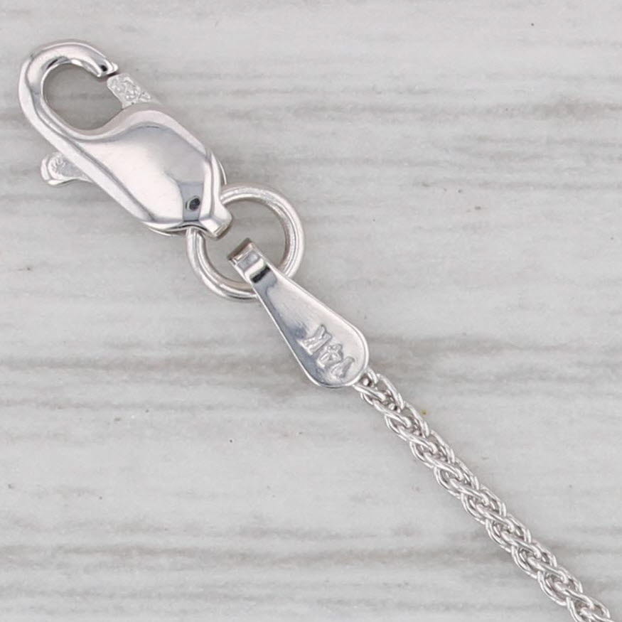 Gray New Round Wheat Chain Necklace 14k White Gold 18" 1mm