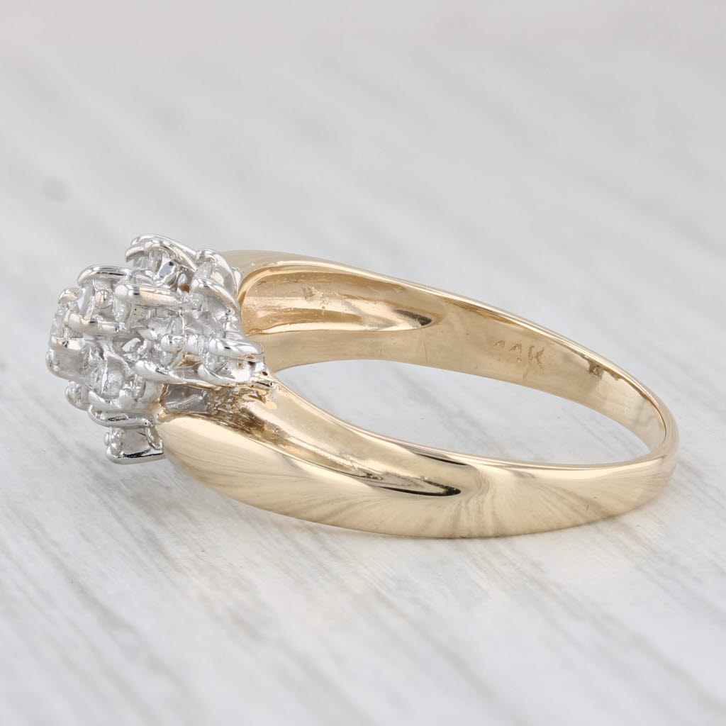 Light Gray 0.70ctw Diamond Cluster Ring 14k Yellow Gold Size 8.75