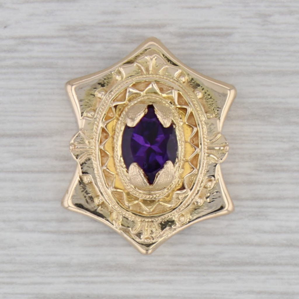 Gray 1.35ct Oval Amethyst Slide Charm Bracelet 14k Yellow Gold Vintage Hans L