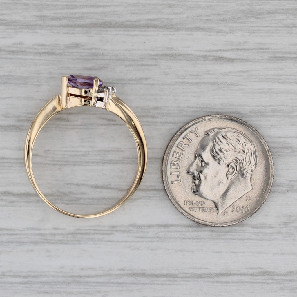 Gray 0.36ctw Amethyst Diamond Bypass Ring 14k Yellow Gold Size 6.75