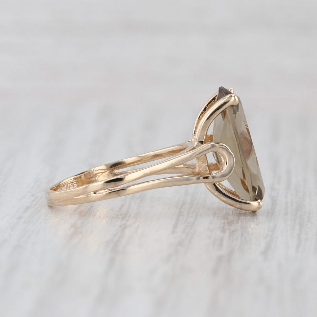 4.12ct Oval Smoky Quartz Solitaire Ring 14k Yellow Gold Size 7.25