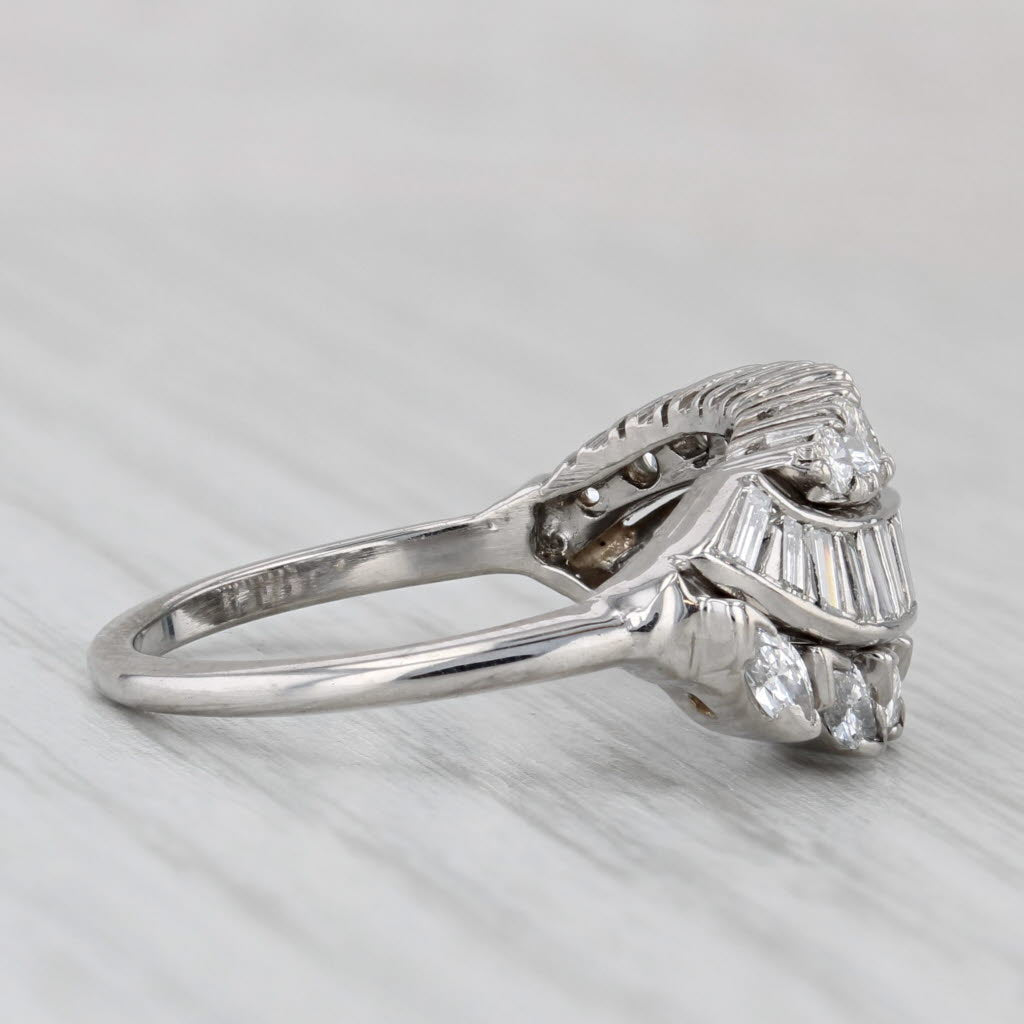 Gray Vintage 1.02ctw Diamond Ring Platinum Size 7 Bypass