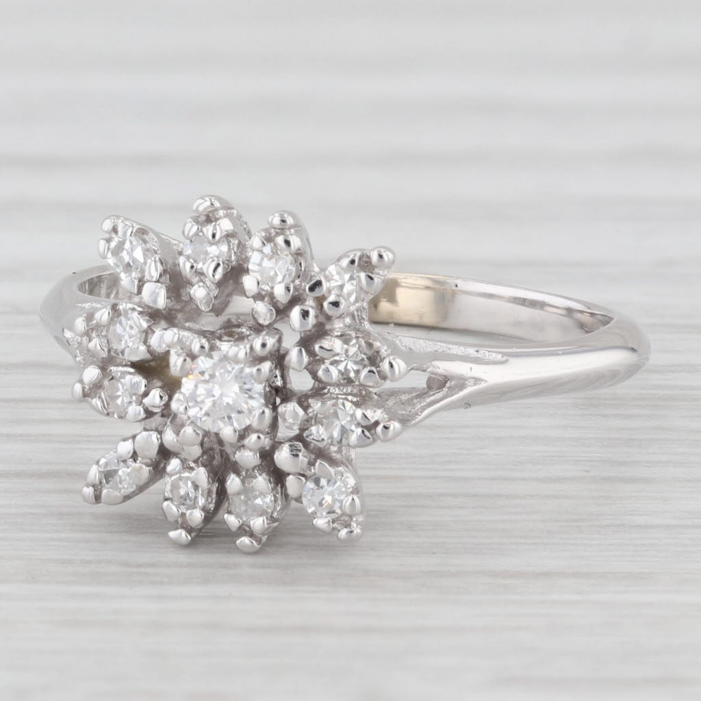 Light Gray 0.15ctw Diamond Cluster Engagement Ring 14k White Gold Size 7.5