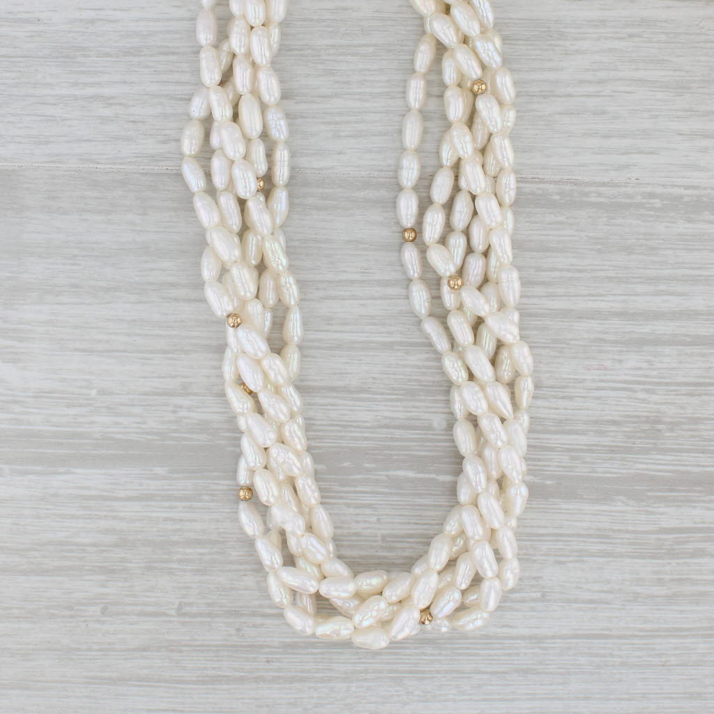 Gray Woven Cultured Pearl Multistrand Necklace 14k Gold 22.5" 15.4mm
