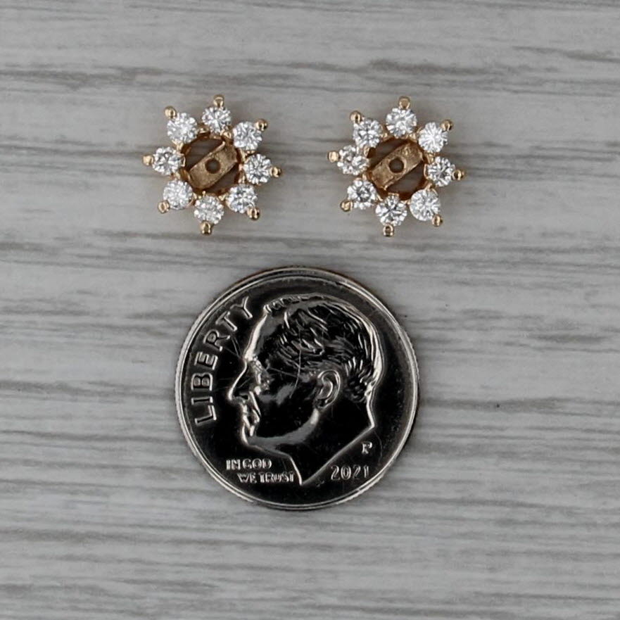 0.62ctw Diamond Earring Jackets 14k Yellow Gold Enhancers for Studs