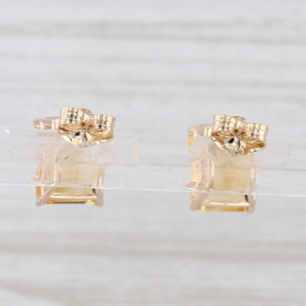 Light Gray 4ctw Emerald Cut Solitaire Citrine Stud Earrings 14k Yellow Gold