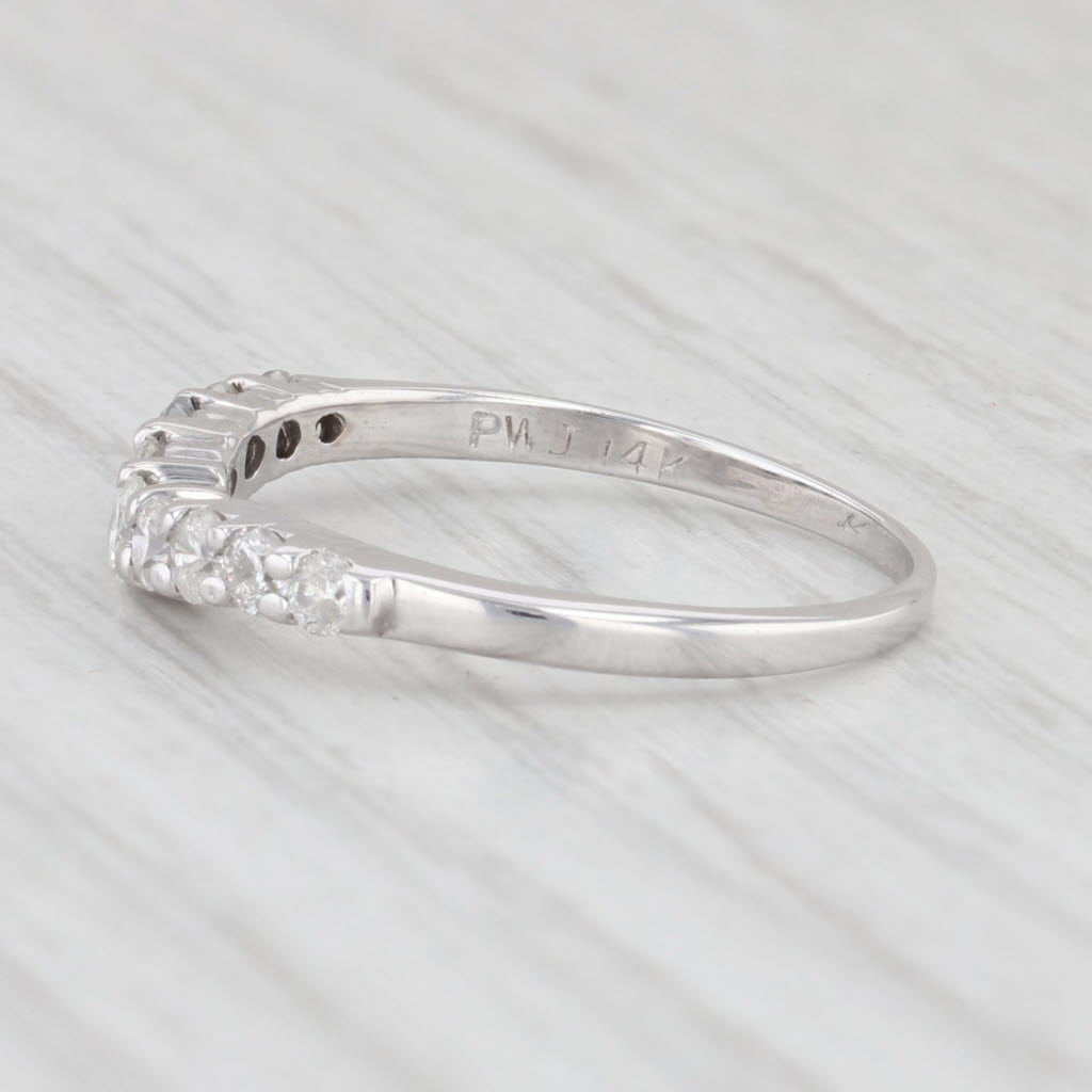 Light Gray 0.45ctw Contoured Diamond Wedding Band 14k White Gold Size 6.25 Stackable Ring