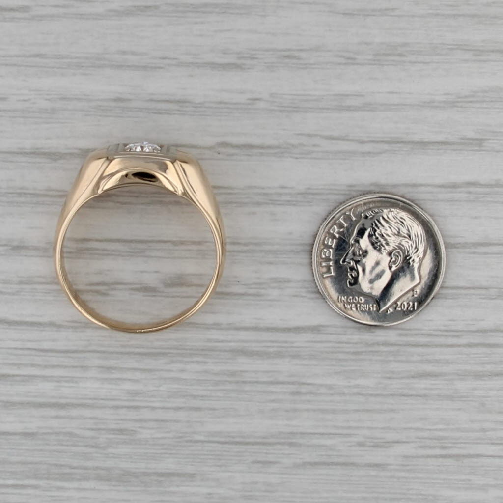 Vintage 0.35ct VS2 Diamond Solitaire Ring 14k Yellow Gold Men's