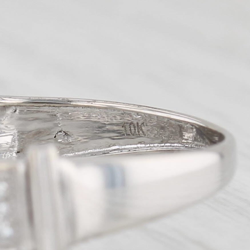 Light Gray 0.15ctw Diamond Wedding Band 10k White Gold Stackable Anniversary Ring Size 6