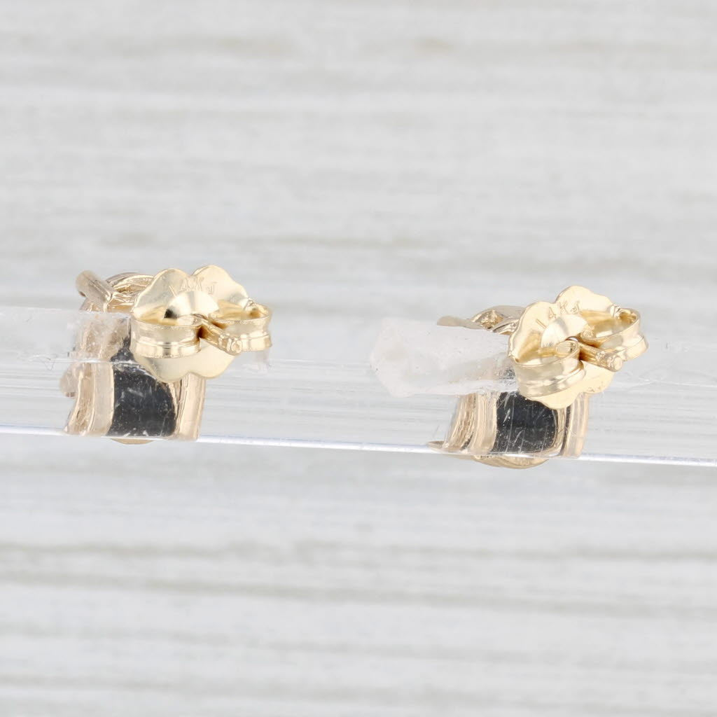 Light Gray Opal Solitaire Stud Earrings 14k Yellow Gold Oval Cabochon