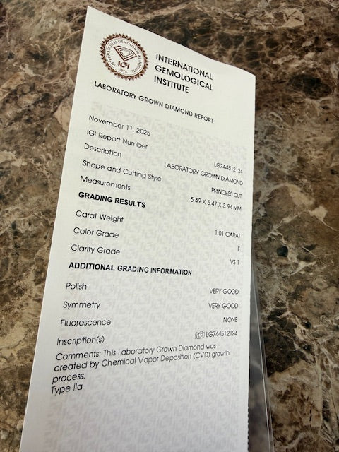 1.65ctw IGI VS1 F Lab Grown Diamond Engagement Ring 18k White Gold Size 6.75