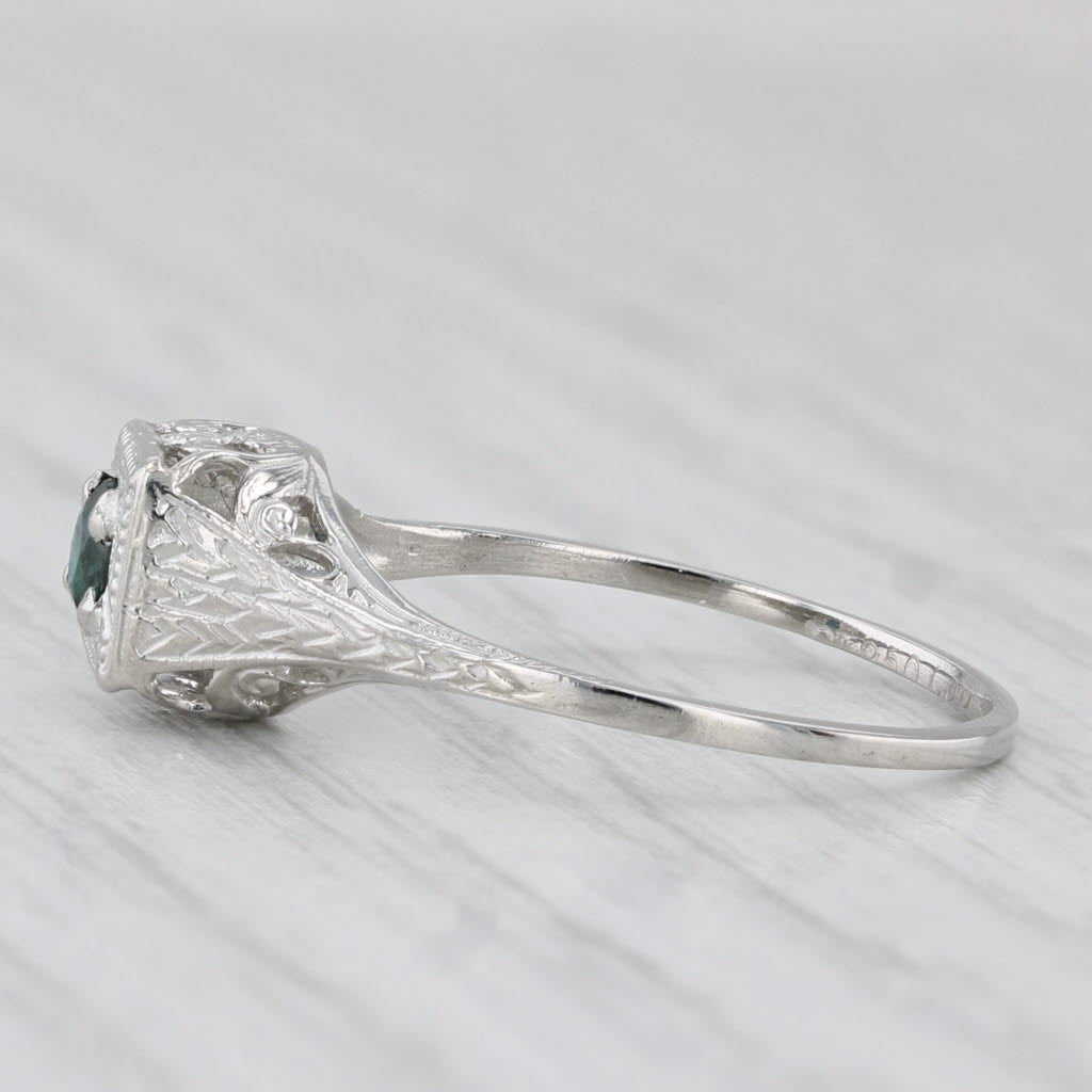 Light Gray Vintage Blue Alexandrite Ring 950 Platinum Oval 0.17ct Solitaire Size 6.25